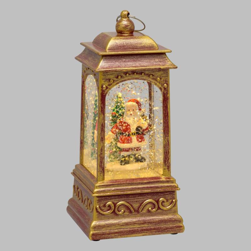 Lotti - Lanterne de Noël GLITTER à LED H20,5cm Rouge Antique avec père noël Lotti - Imagen 6
