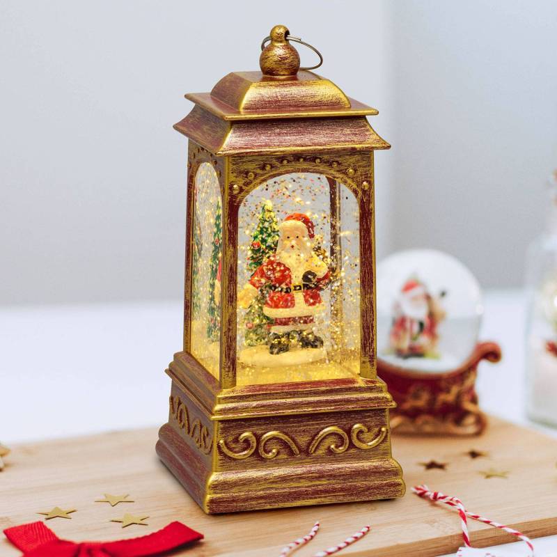 Lotti - Lanterne de Noël GLITTER à LED H20,5cm Rouge Antique avec père noël Lotti - Imagen 5