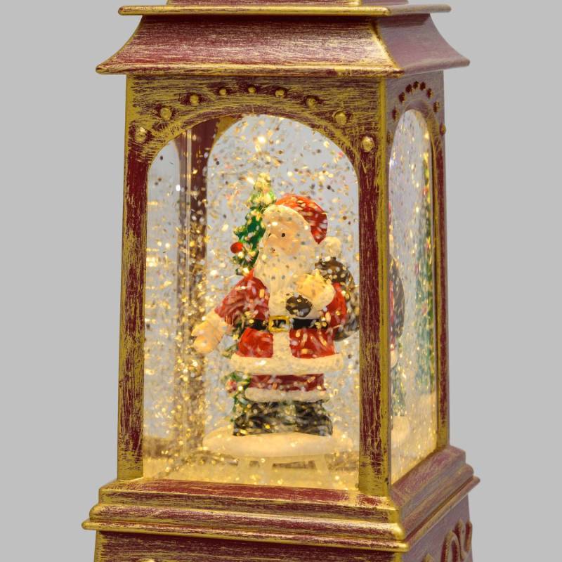 Lotti - Lanterne de Noël GLITTER à LED H20,5cm Rouge Antique avec père noël Lotti - Imagen 4