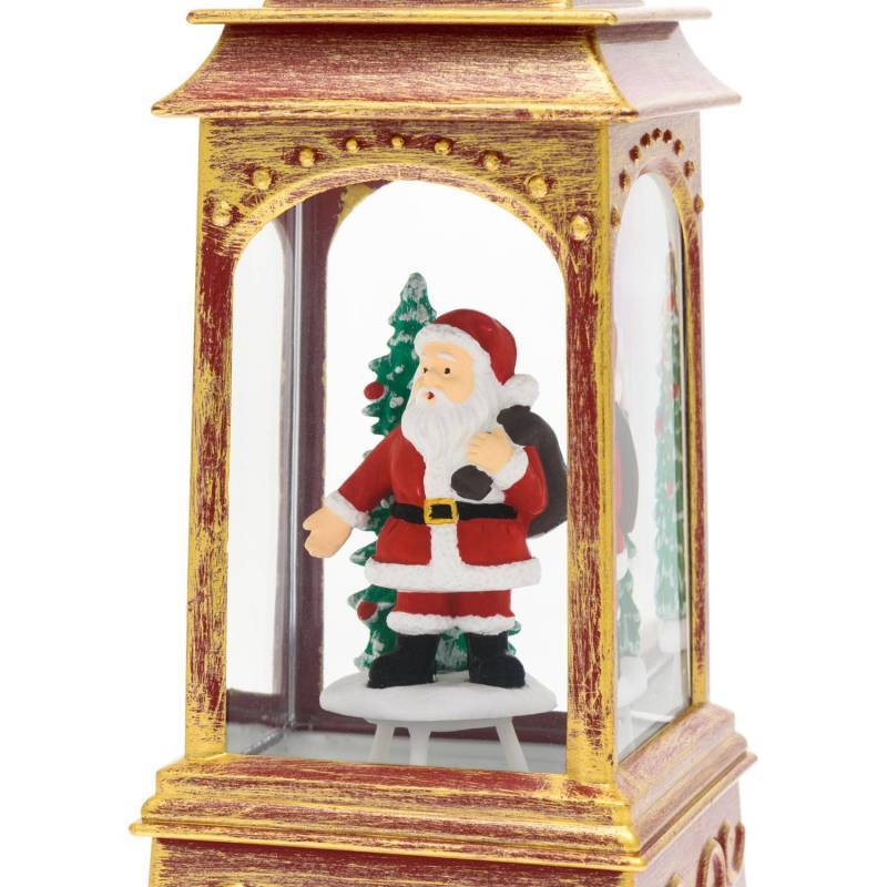 Lotti - Lanterne de Noël GLITTER à LED H20,5cm Rouge Antique avec père noël Lotti - Imagen 2