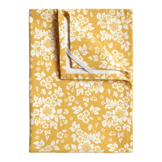 Home Maison - Torchon de cuisine en coton à motif floral imprimé - HOME MAISON - Coton - Jaune moutarde - Image 1