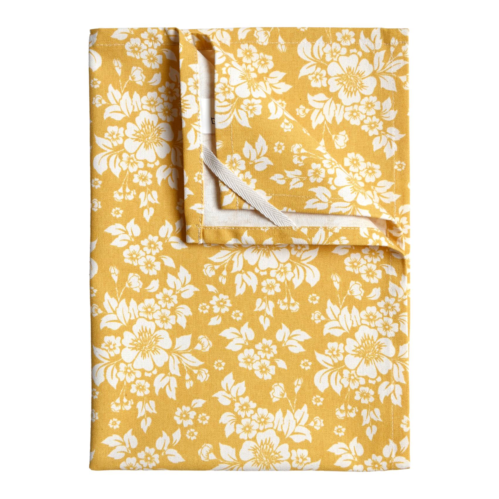 Home Maison - Torchon de cuisine en coton à motif floral imprimé - HOME MAISON - Coton - Jaune moutarde - Image 1