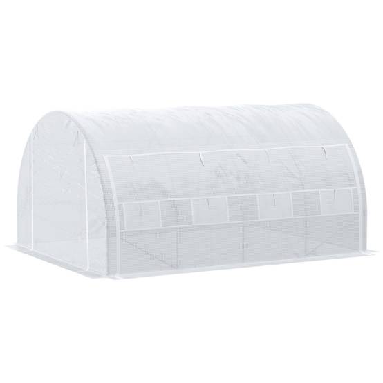 Grande serre tunnel 12m² en PE pour potager intensif rendement optimisé 397x300x200cm blanc - ComfortXL Outdoor Living - Image 2