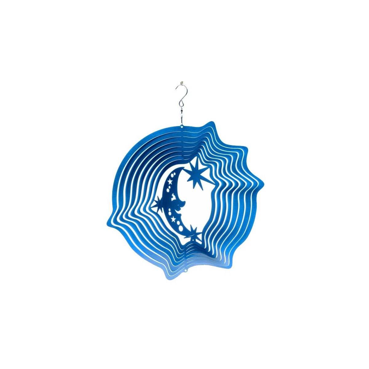Mobile à vent lune & étoiles bleu 15cm Petit modèle Spin-Art Spinners
