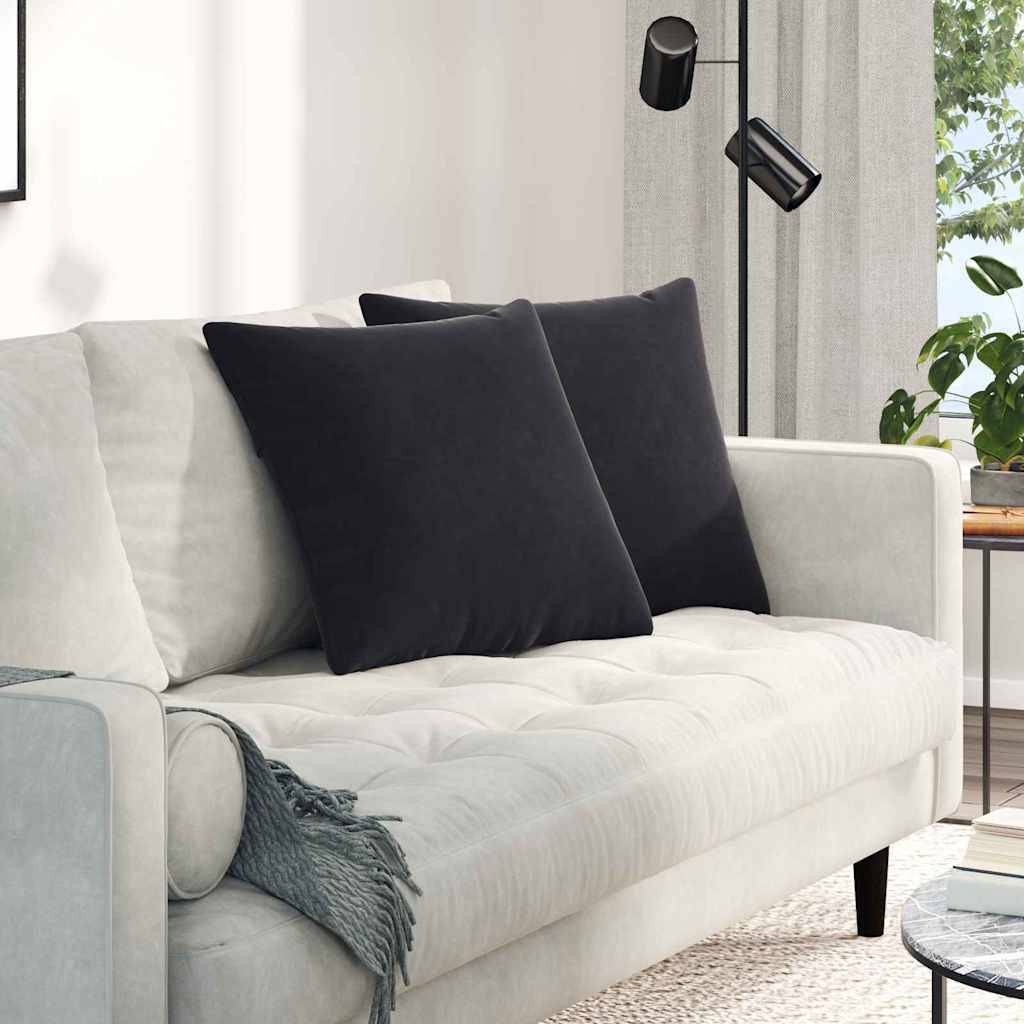ComfortXL - Paire de Coussins Velours Côtelé avec Housses Amovibles pour Canapé et Fauteuil Noir 50x50 cm – ComfortXL Outdoor Living - Image 1