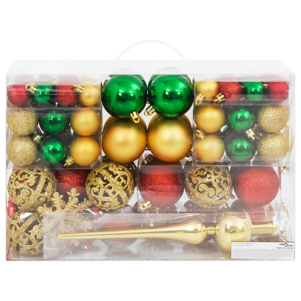 Ensemble de boules de Noël - Ornements de Noël - décorations de Noël 112 pcs rouge vert doré polystyrène - Image 3