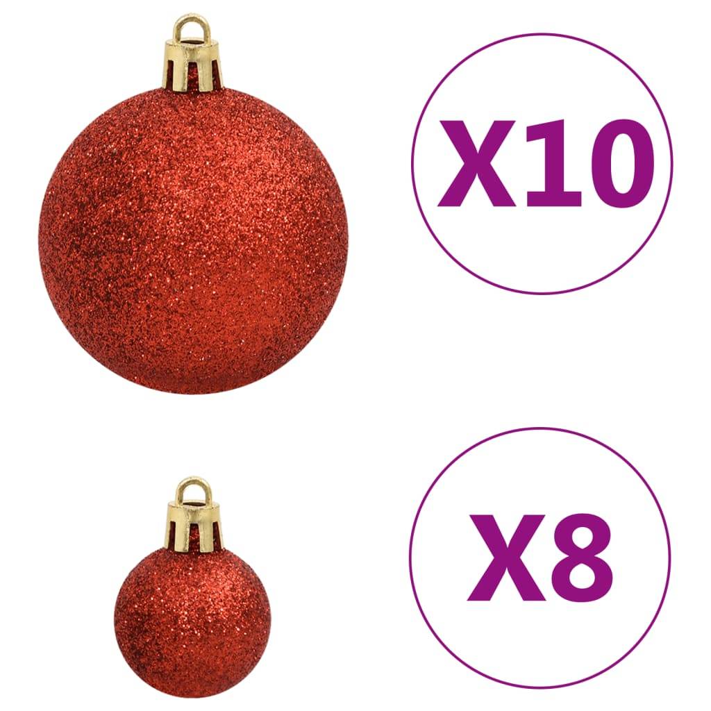 Ensemble de boules de Noël - Ornements de Noël - décorations de Noël 112 pcs rouge vert doré polystyrène - Image 7