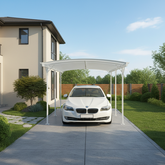 X-Metal - Carport autoportant aluminium blanc 17,28 m² polycarbonate 6mm kit ancrage X-Metal - Image 1