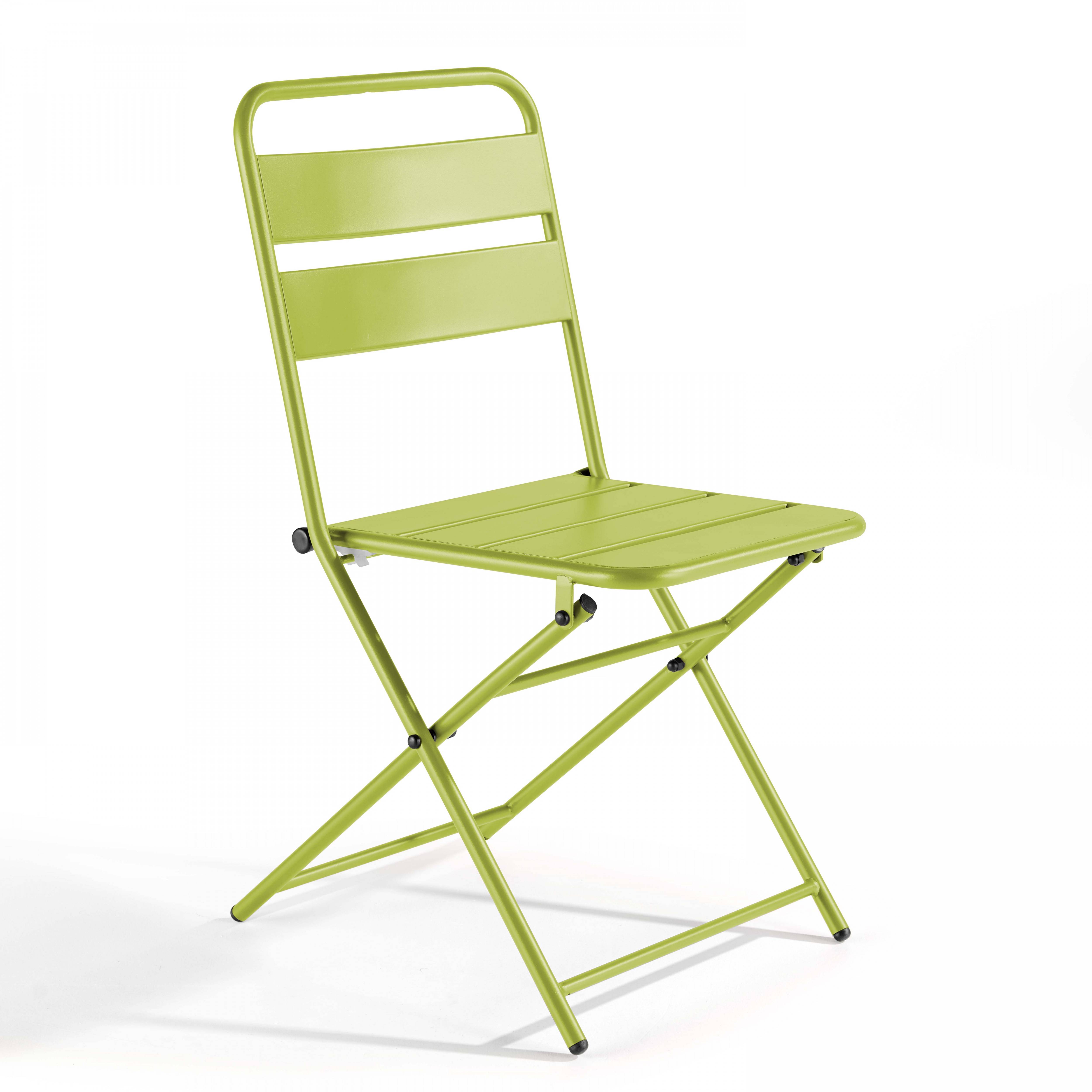Oviala - Ensemble table de jardin pliante et 2 chaises acier vert Palavas - Oviala - Imagen 4