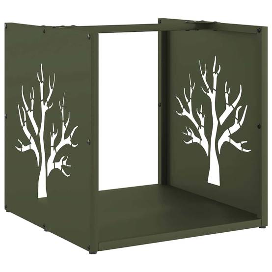 Casier à Bois Décoratif en Acier Vert Olive, Cube de Rangement 40 cm – ComfortXL Outdoor Living - Image 2