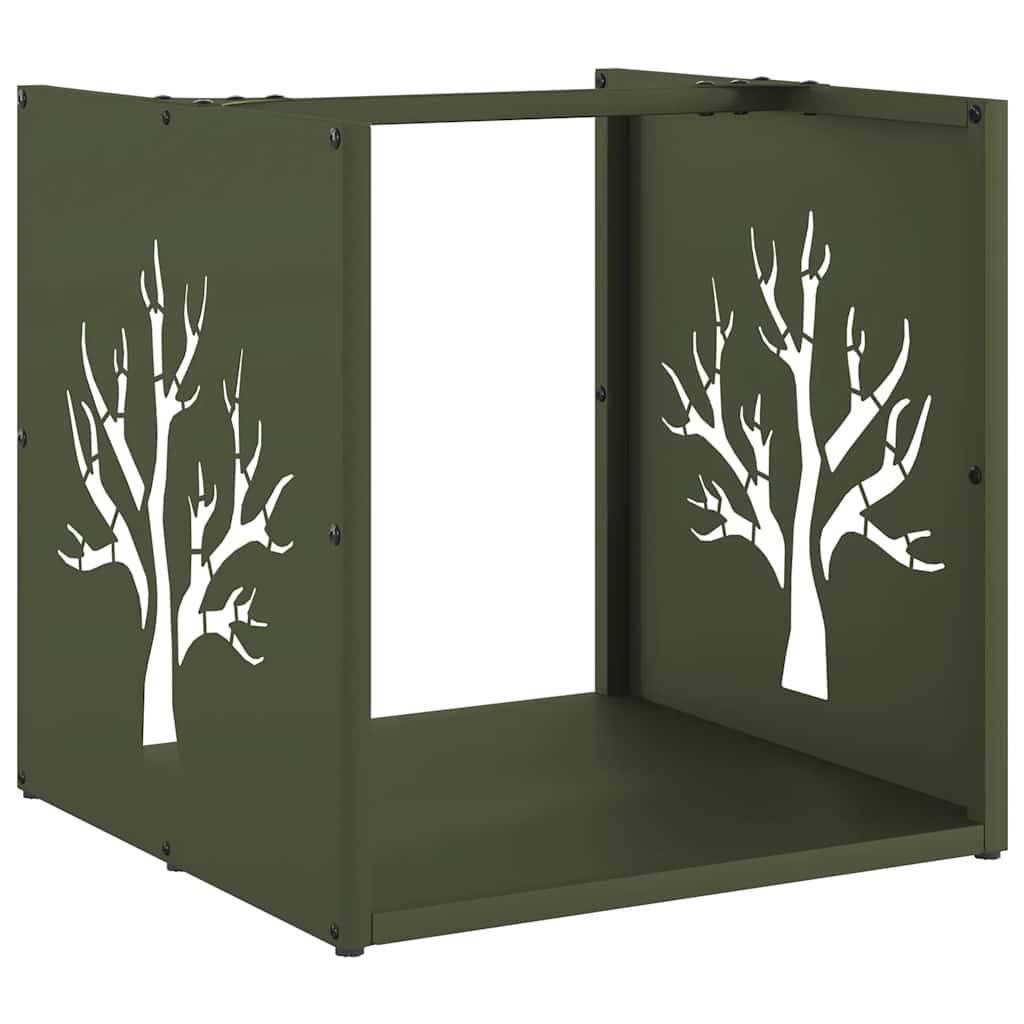 Casier à Bois Décoratif en Acier Vert Olive, Cube de Rangement 40 cm – ComfortXL Outdoor Living - Image 2