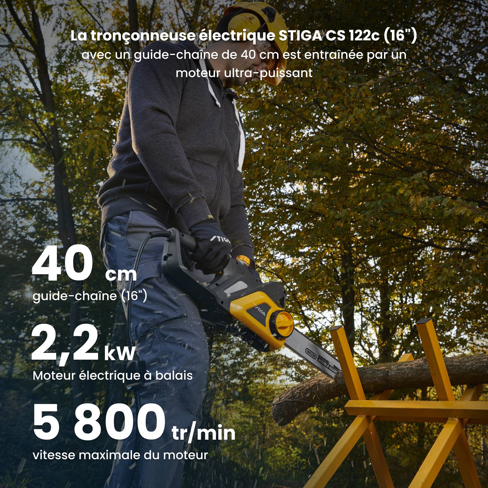 Stiga - Tronçonneuse CS 122c (16"), moteur 2.2kW, tension sans outil - STIGA - Image 2