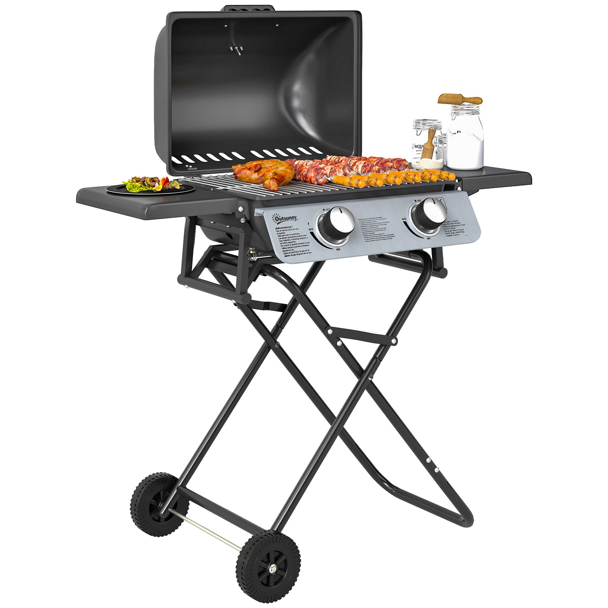 Barbecue à gaz portable acier noir 101 x 50 x 102 cm - PANGIVO - Image 1