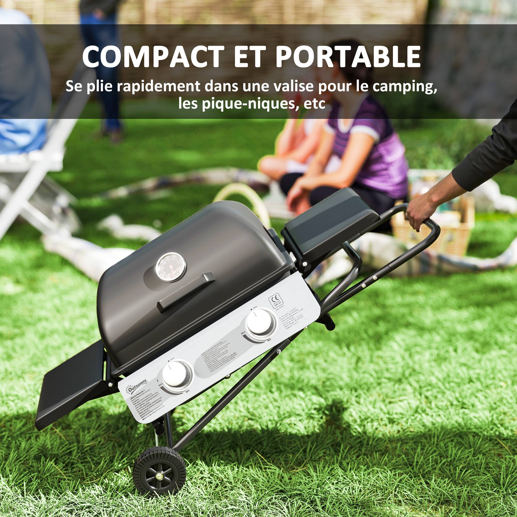 Barbecue à gaz portable acier noir 101 x 50 x 102 cm - PANGIVO - Image 6