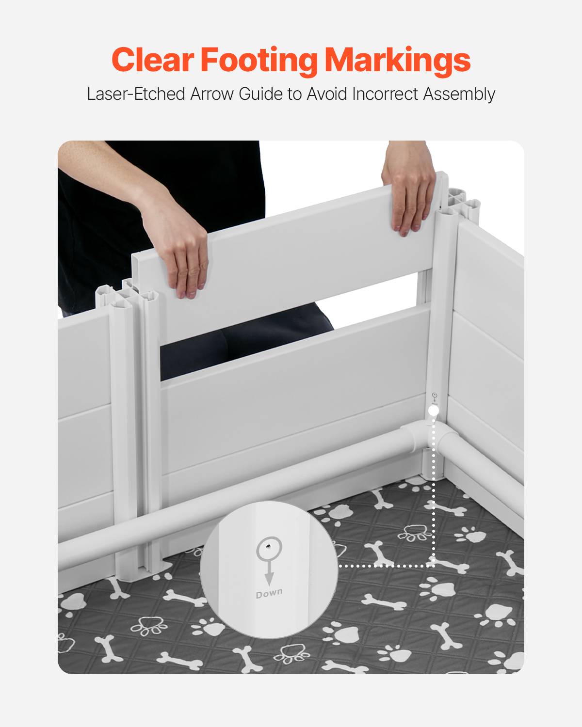 VEVOR Parc mise bas chien, 122x122x46 cm, PVC, porte réglable. Tapis urine lavable. - Image 6