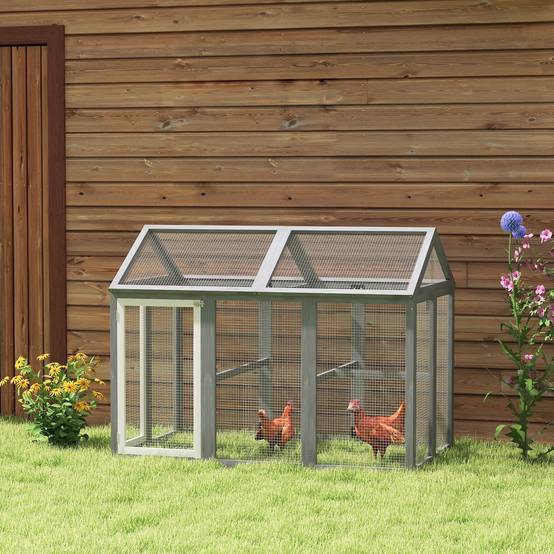 Enclos pour volailles bois massif gris 140 x 88.5 x 106 cm - PANGIVO - Image 3