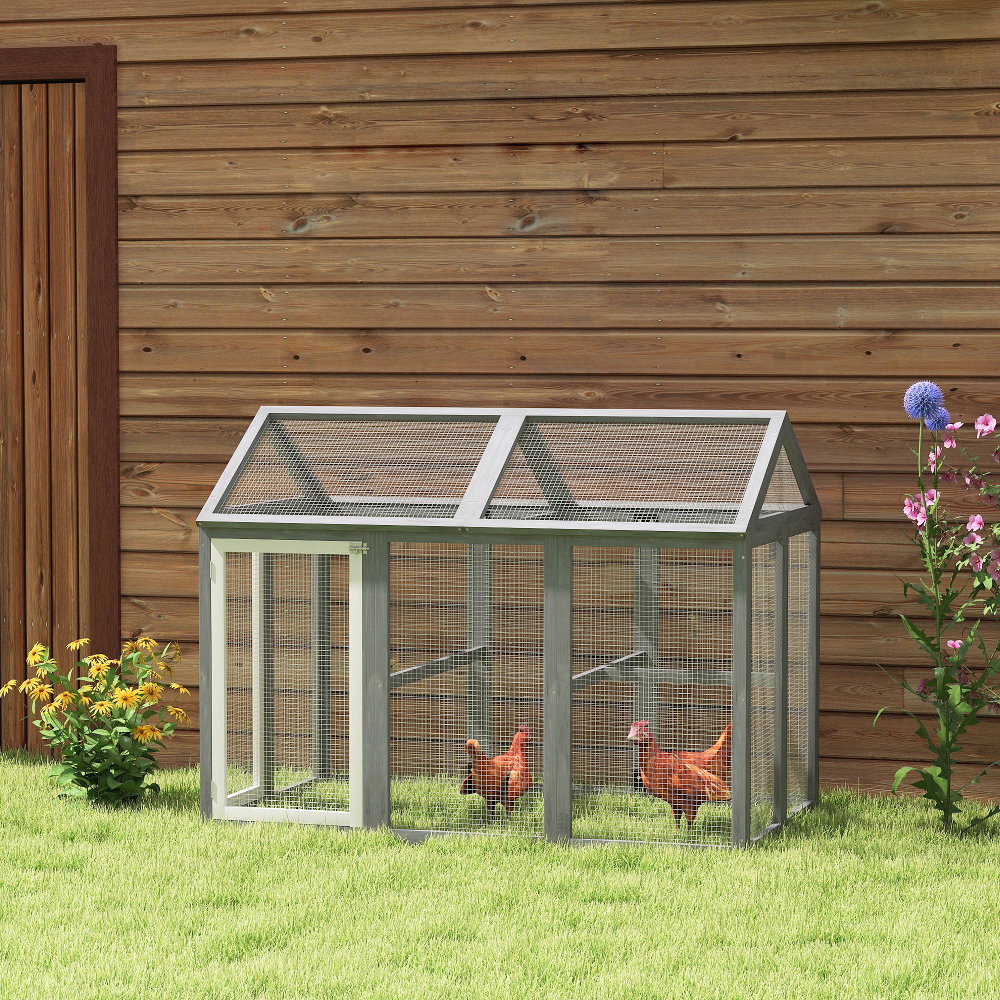 Enclos pour volailles bois massif gris 140 x 88.5 x 106 cm - PANGIVO - Image 3