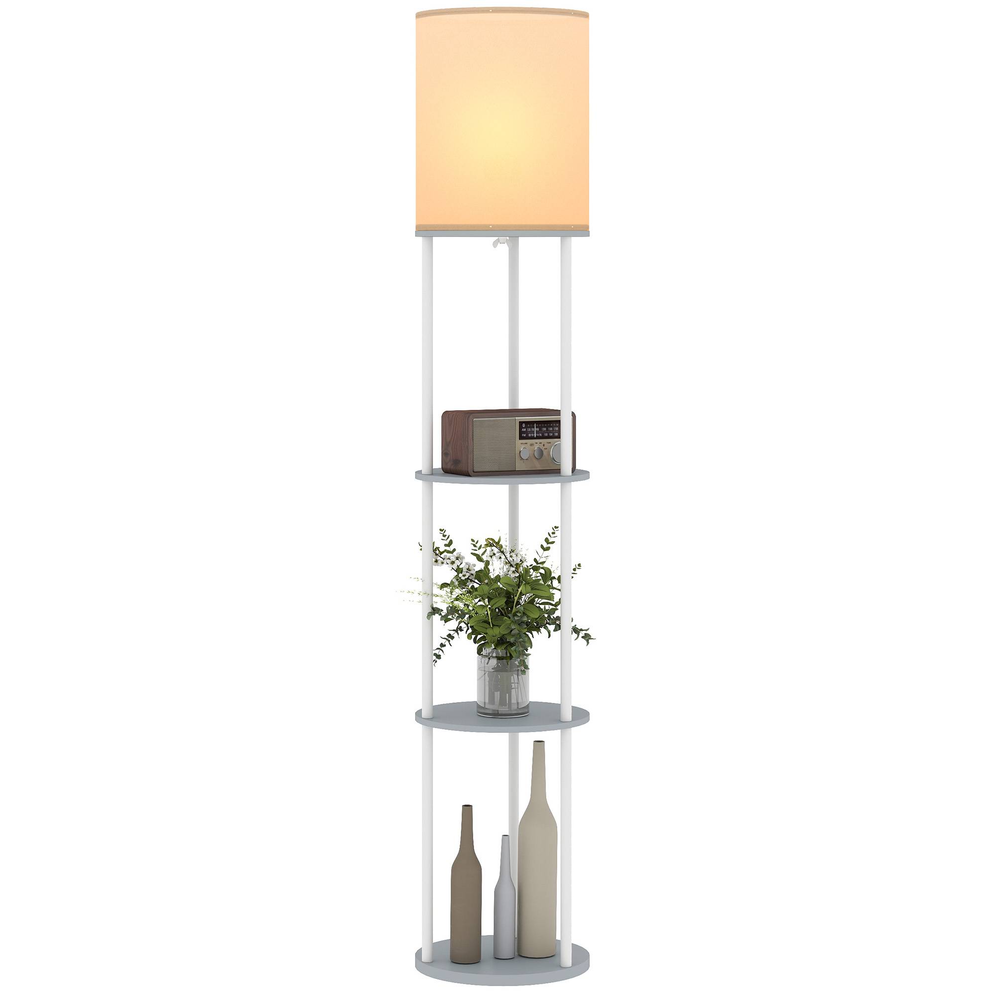 Lampe design gris forme tarte avec étagères 3 températures lumineuses télécommandée - Image 1
