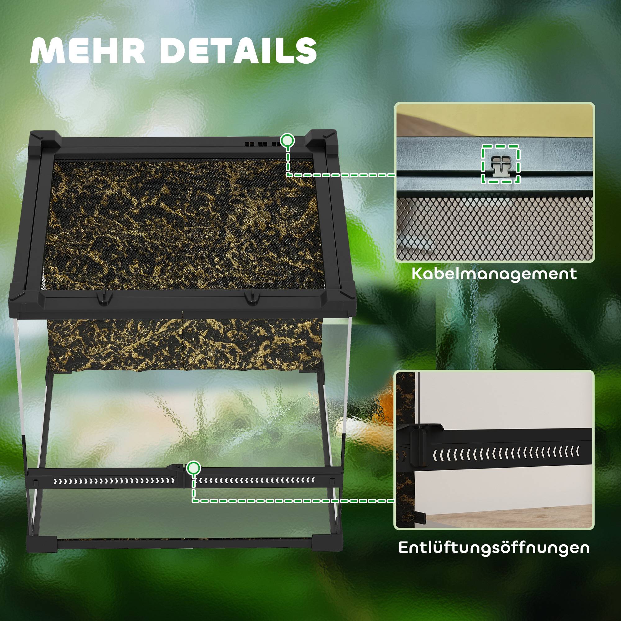 ComfortXL - Terrarium reptile verre trempé et acier noir avec fond étanche surélevé pour reptiles ventilation renforcée - Image 9