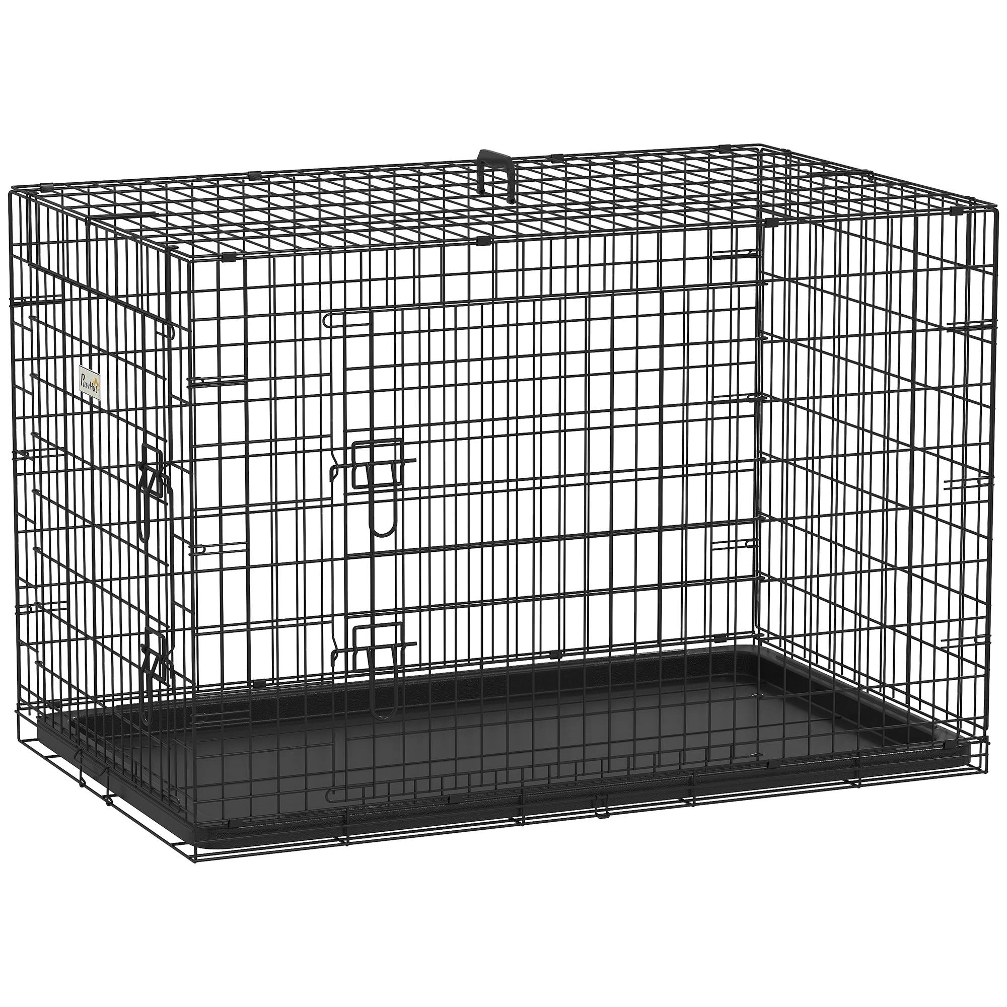 Sans Marque - Cage caisse de transport pliante pour chien en acier 2 portes verrouillables 106L x 71,5l x 76H cm noir