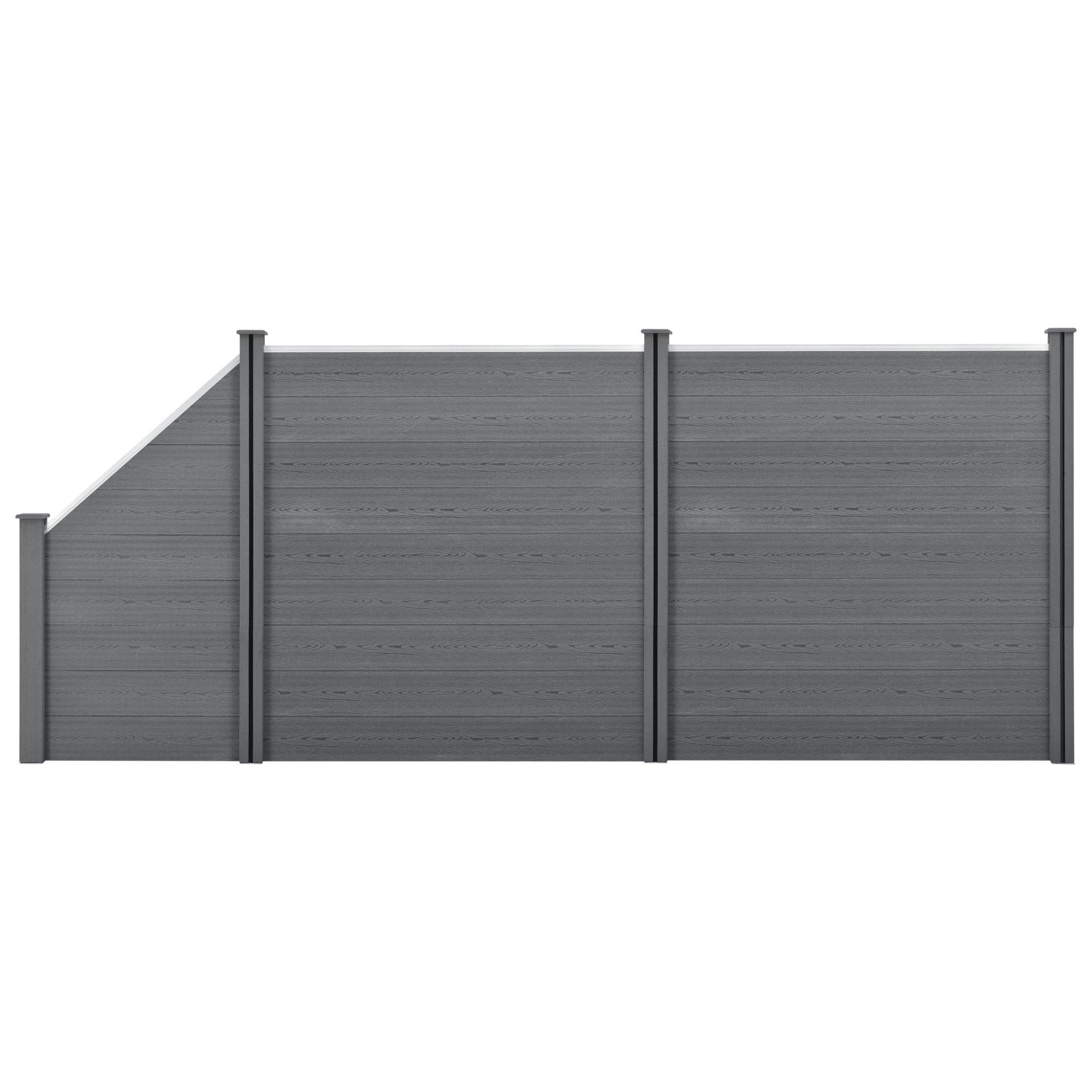 Helloshop26 - Clôture brise vue brise vent bois composite (WPC) quadratique et oblique 183 x 451 cm gris - Imagen 1