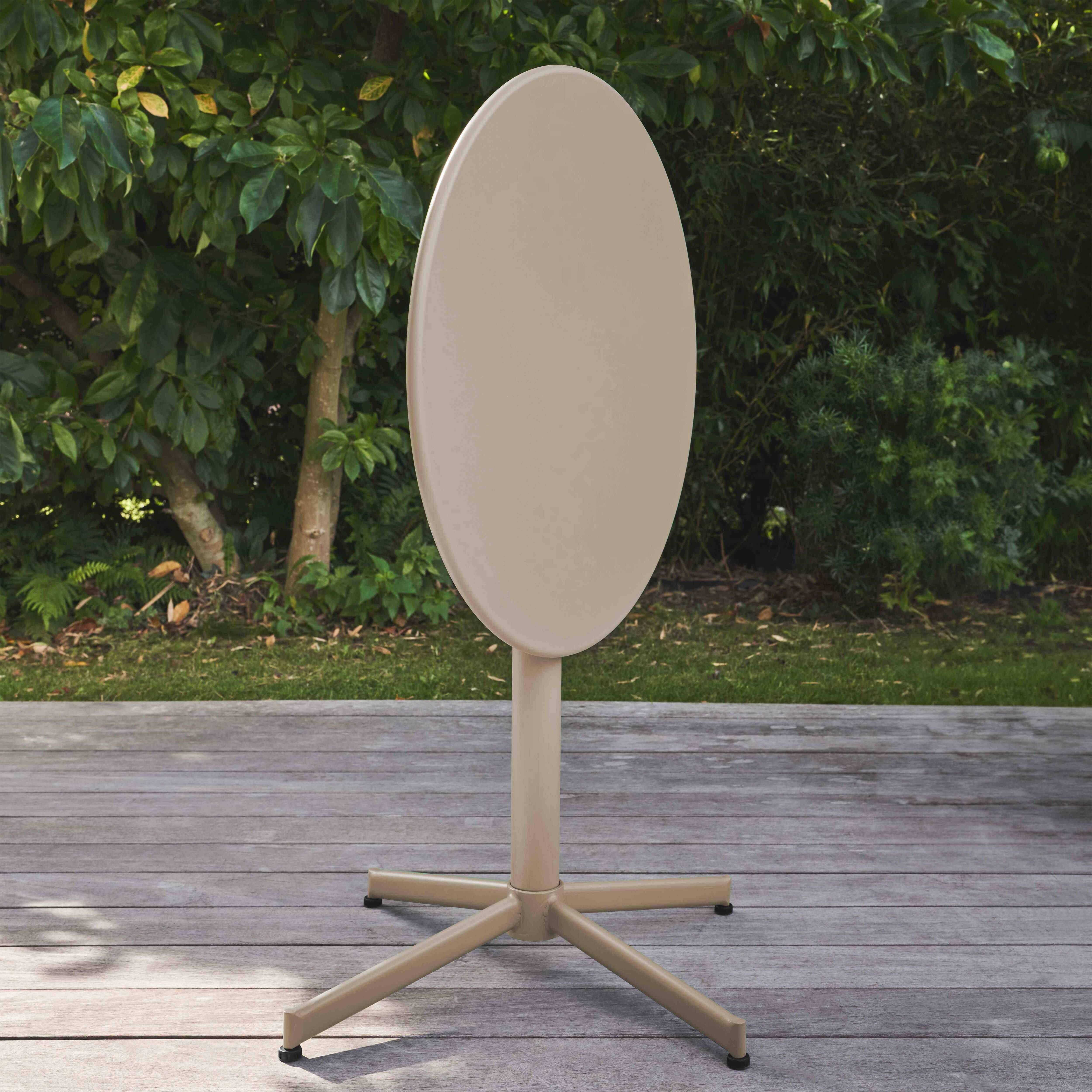 Oviala - Table de jardin ronde bistro inclinable en acier taupe Palavas - Oviala - Imagen 4