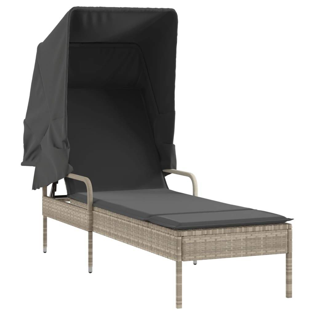 Vidaxl - Chaises longues lot de 2 avec auvents et table gris clair rotin vidaXL 3261574 - Image 9