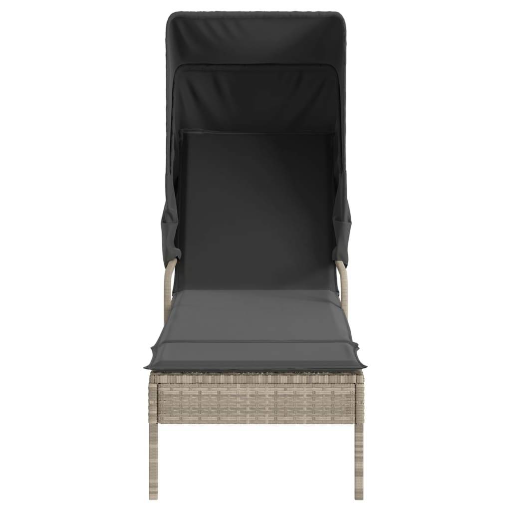 Vidaxl - Chaises longues lot de 2 avec auvents et table gris clair rotin vidaXL 3261574 - Image 10
