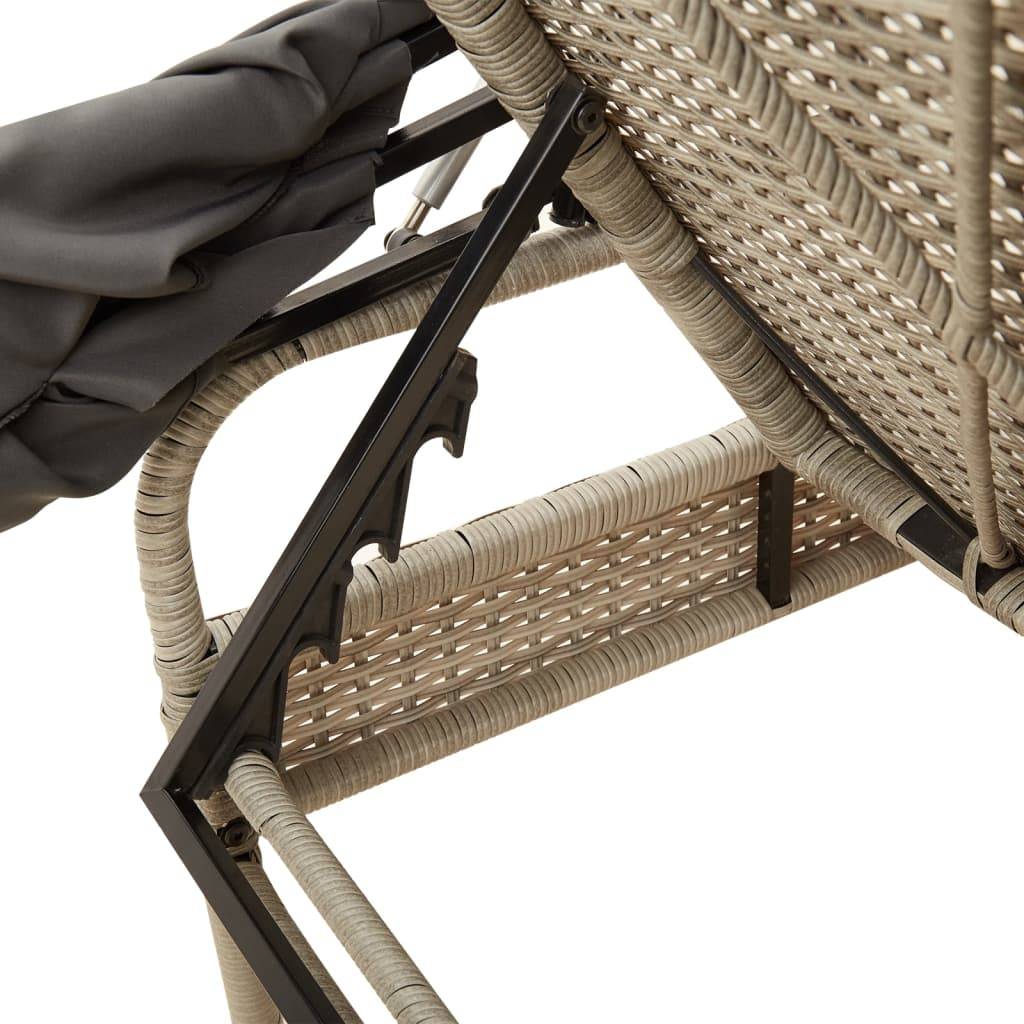 Vidaxl - Chaises longues lot de 2 avec auvents et table gris clair rotin vidaXL 3261574 - Image 4
