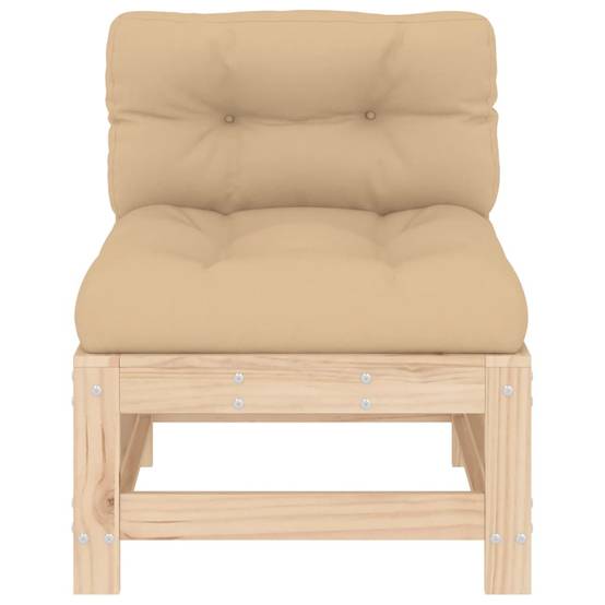 Lot de 2 Canapés centraux en pin massif naturel avec coussins beiges pour un salon de jardin modulable et confortable – ComfortXL Outdoor Living - Image 5
