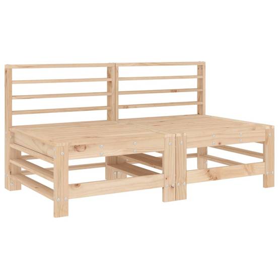 Lot de 2 Canapés centraux en pin massif naturel avec coussins beiges pour un salon de jardin modulable et confortable – ComfortXL Outdoor Living - Image 3