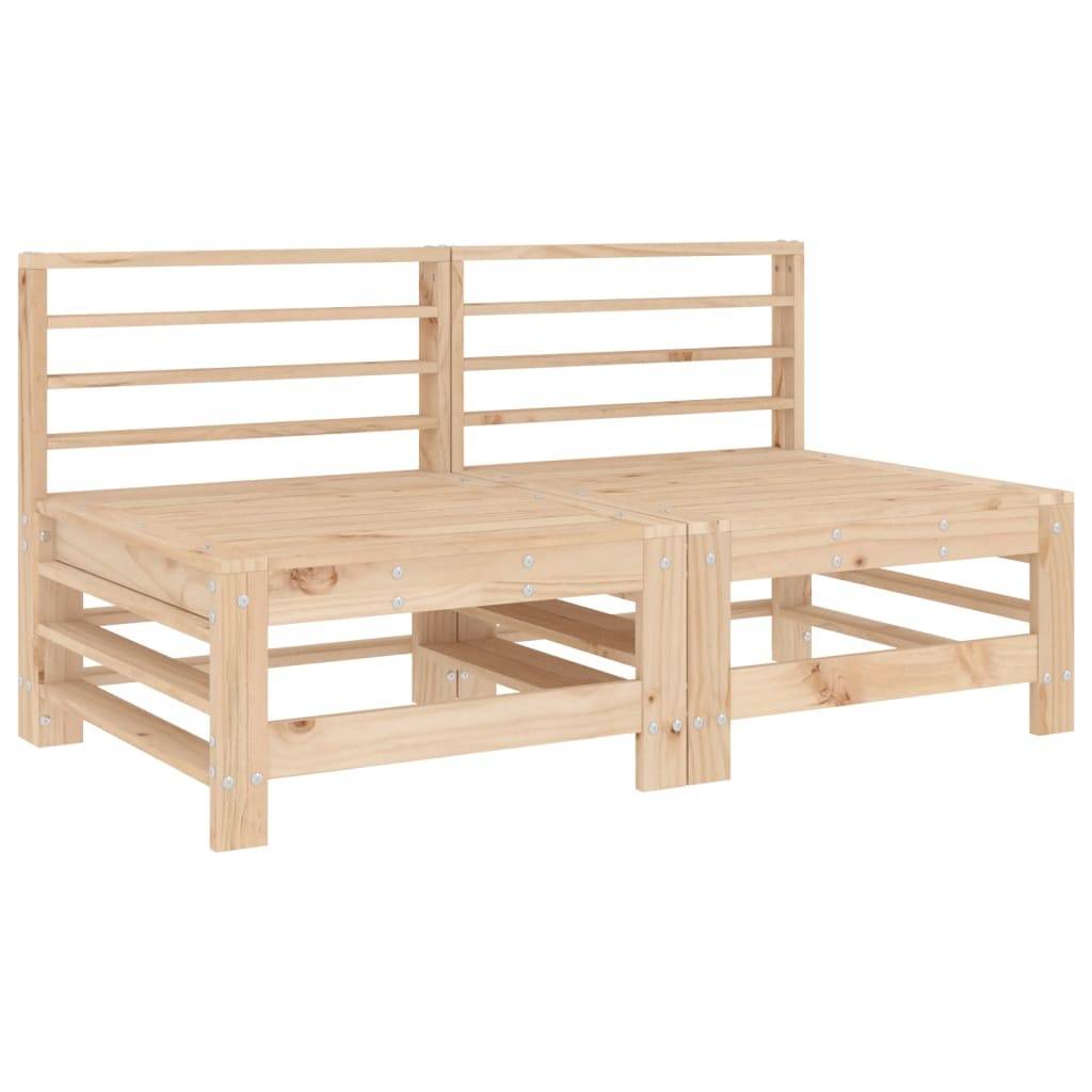Lot de 2 Canapés centraux en pin massif naturel avec coussins beiges pour un salon de jardin modulable et confortable – ComfortXL Outdoor Living - Image 3