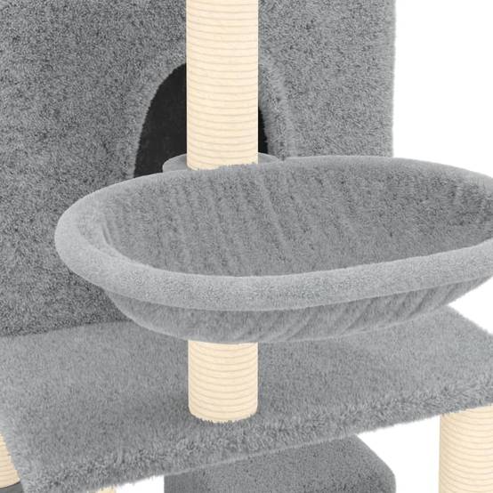Arbre à Chat XXL 180cm Gris Clair, Idéal Multi-Chats avec 4 Maisons, Hamacs et Poteaux à Griffer en Sisal – ComfortXL Pet Living - Image 6