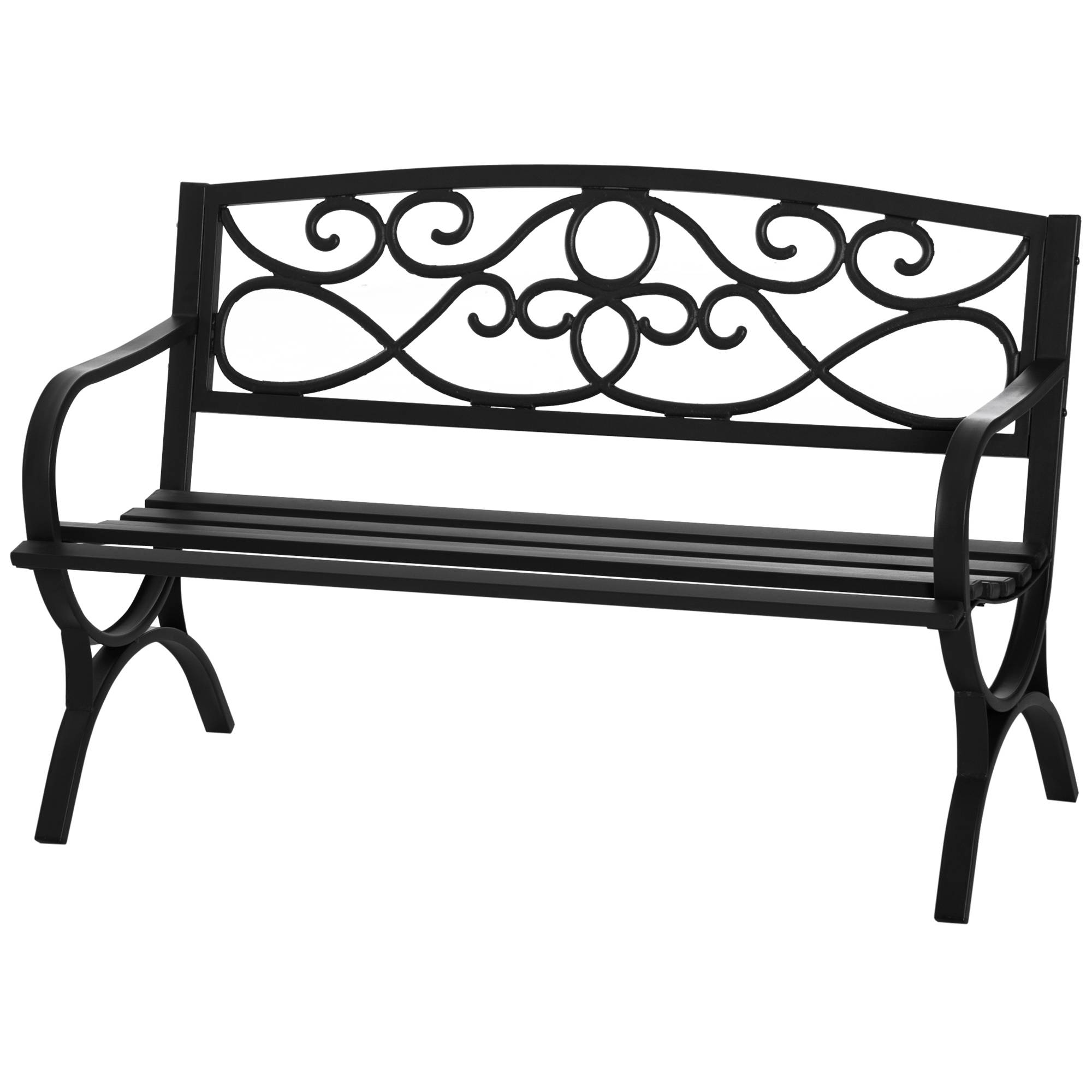 Outsunny - Banc de jardin 2 places style néo-rétro fer forgé dim. 128L x 58l x 85H cm acier époxy fonte noir - Outsunny - Imagen 4