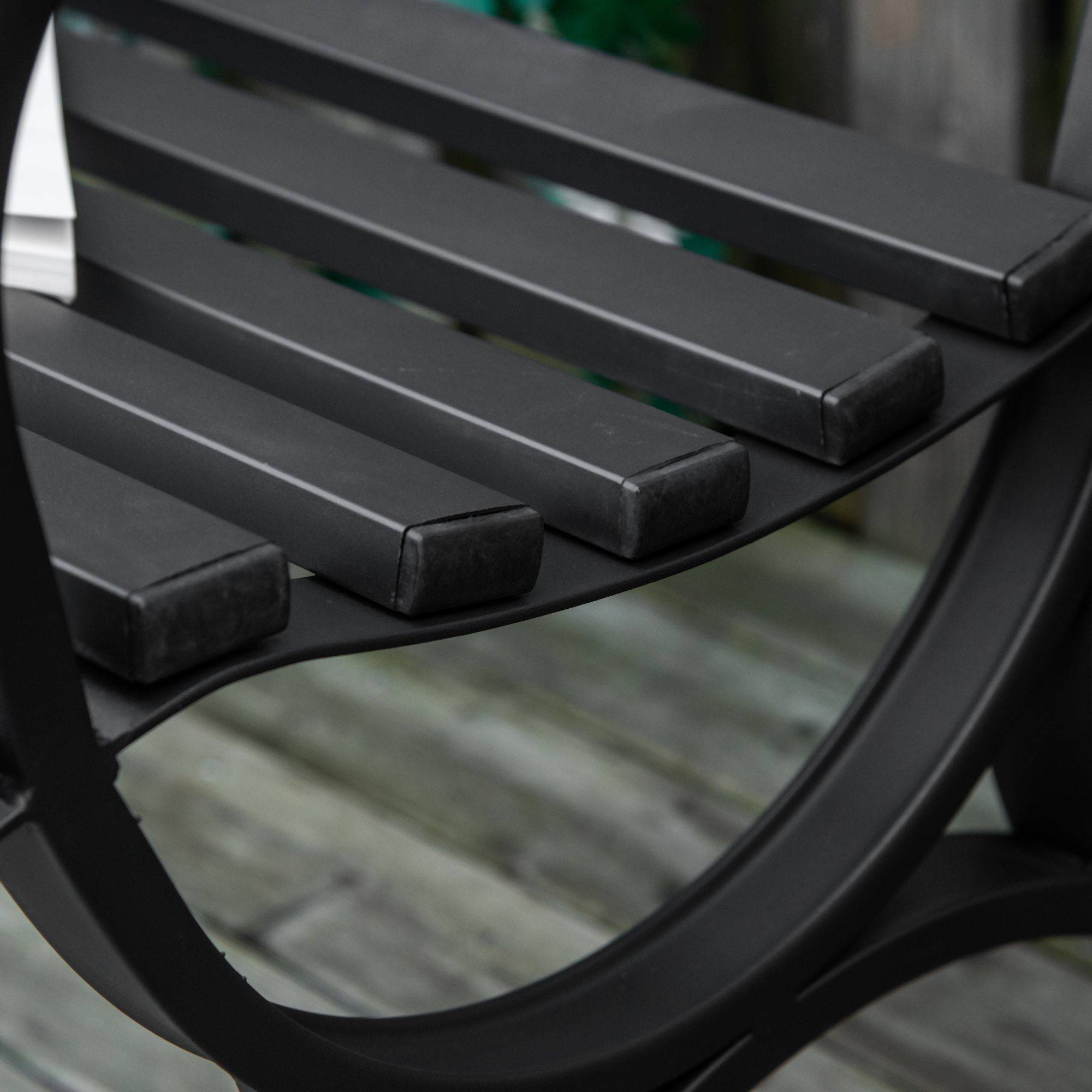 Outsunny - Banc de jardin 2 places style néo-rétro fer forgé dim. 128L x 58l x 85H cm acier époxy fonte noir - Outsunny - Imagen 7
