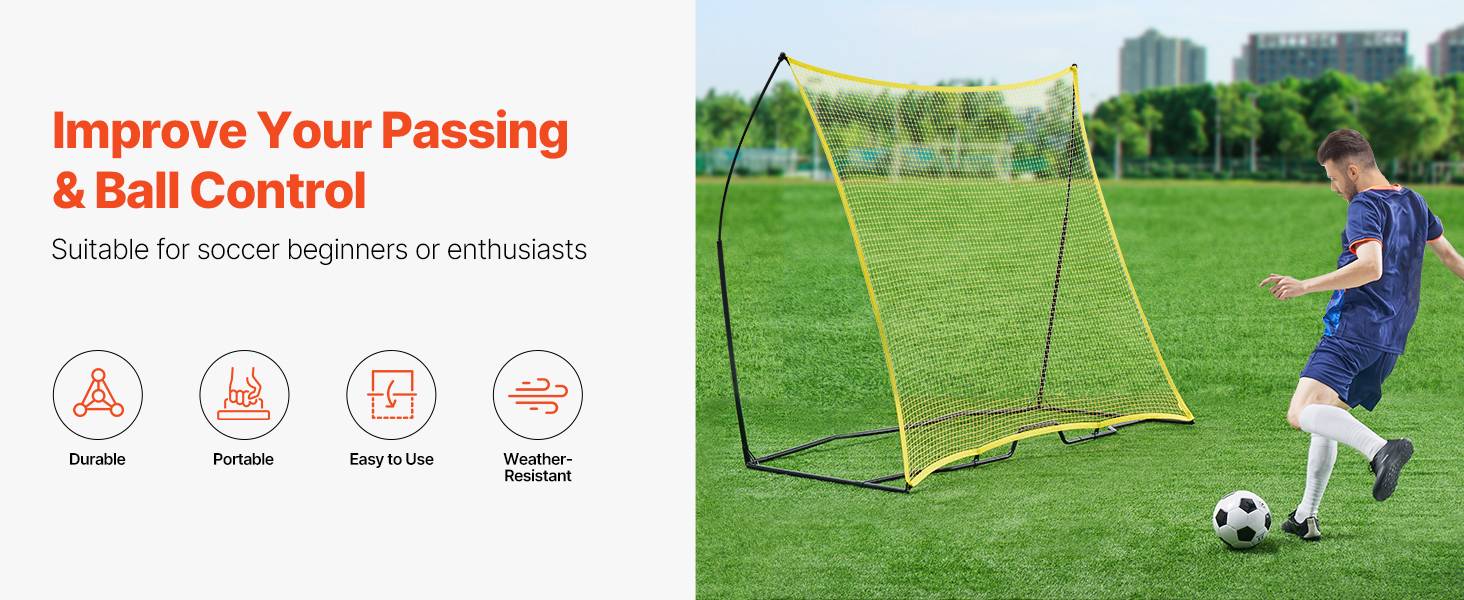Vevor - VEVOR Filet de rebond football 213,3 x 213,3 cm, cadre en fer et filet polyester, sac de transport inclus, entraînement solo et collectif. - Image 9