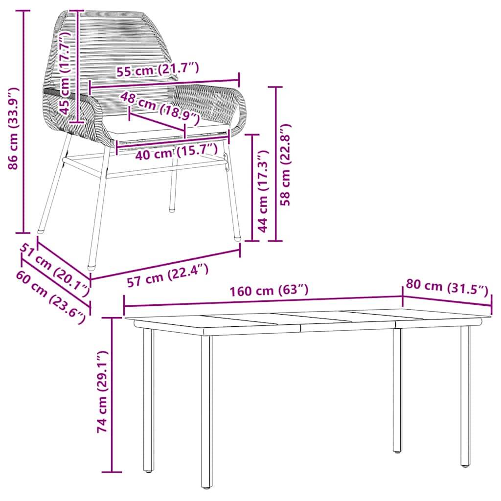 Table et Chaises de Jardin 4 Personnes Poly Rotin Noir avec Coussins Épais Table Verre 160cm – ComfortXL Outdoor Living - Image 10