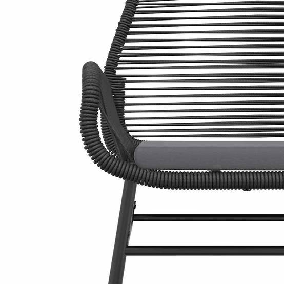 Table et Chaises de Jardin 4 Personnes Poly Rotin Noir avec Coussins Épais Table Verre 160cm – ComfortXL Outdoor Living - Image 8