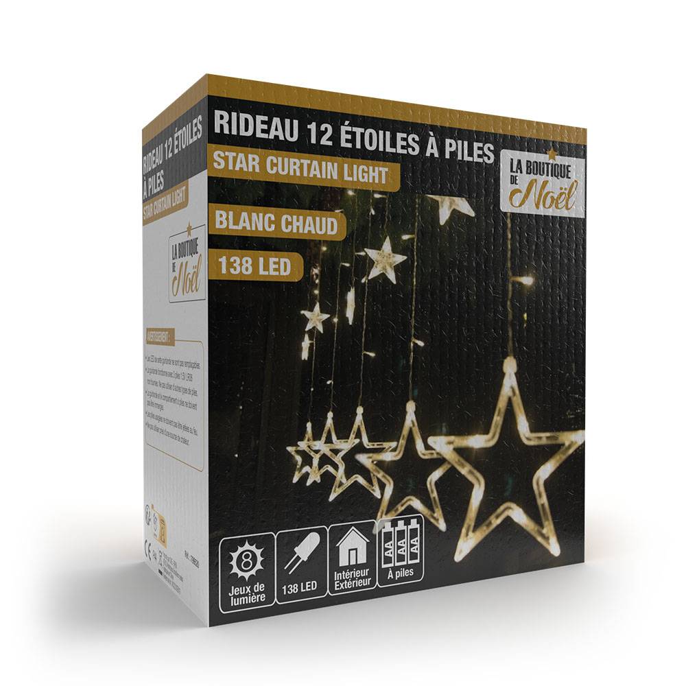 Rideaux lumineux étoilé avec LED à piles - Imagen 1