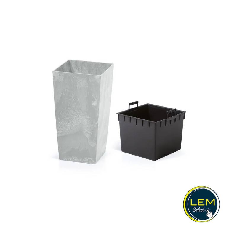 Grand pot de fleurs carré "Urbi Square" design béton gris 40x40x75cm - Image 2
