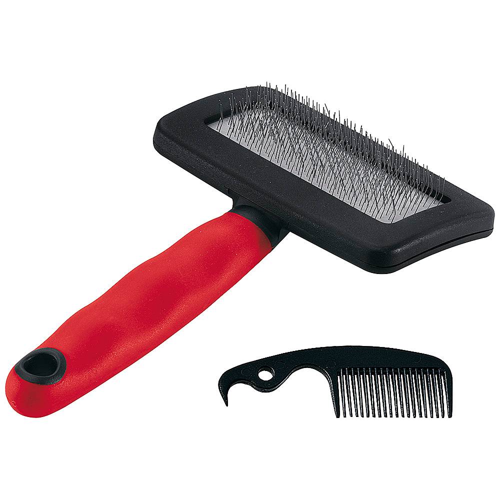 Ferplast - Ferplast Brosse carde pour chiens et chats GRO 5944, peigne pour enlever les poils morts inclus, idéal pour les animaux à poils moyens et longs, 16 x