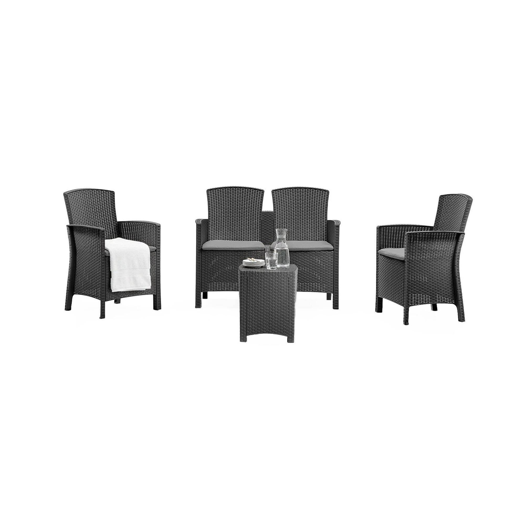 Dmora - Set salon d'extérieur Nettuno, Salon d'extérieur, Kit terrasse ou jardin, Composition d'un salon d'extérieur, Made in Italy, Anthracite - Imagen 1