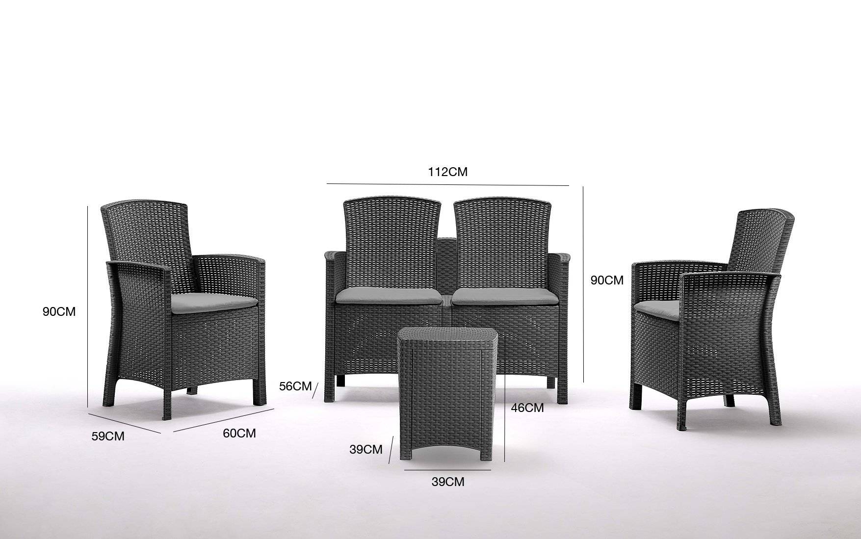 Dmora - Set salon d'extérieur Nettuno, Salon d'extérieur, Kit terrasse ou jardin, Composition d'un salon d'extérieur, Made in Italy, Anthracite - Imagen 3