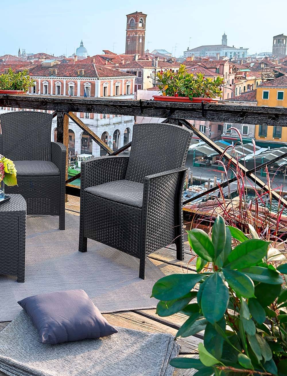 Dmora - Set salon d'extérieur Nettuno, Salon d'extérieur, Kit terrasse ou jardin, Composition d'un salon d'extérieur, Made in Italy, Anthracite - Imagen 4