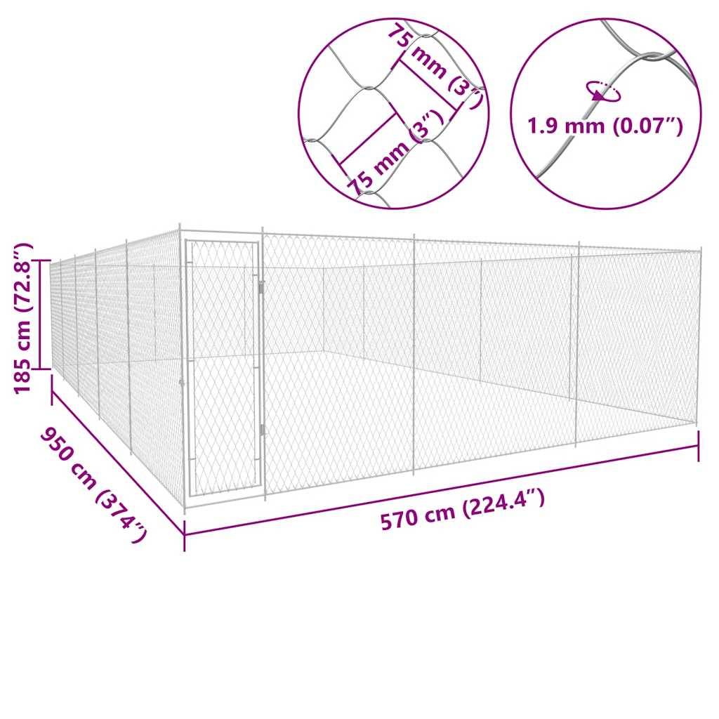 Vidaxl - Chenil extérieur pour chiens Acier galvanisé 950x570x185 cm vidaXL 145036 - Image 6