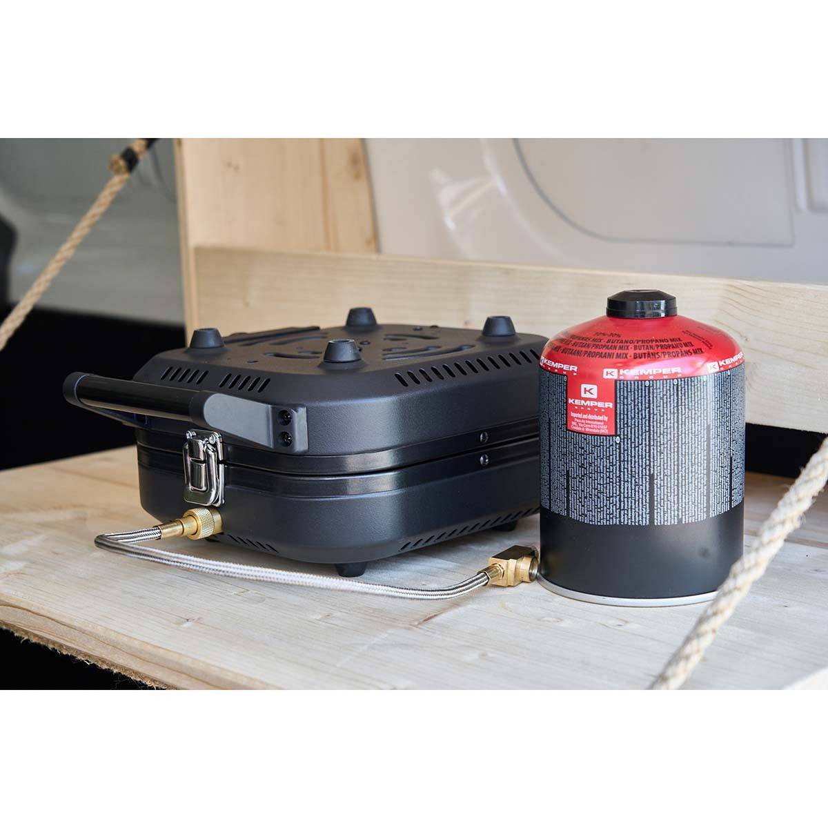 Réchaud gaz 2 feux 4600W pliable + 4 Cartouches de gaz KEMPER - Imagen 4