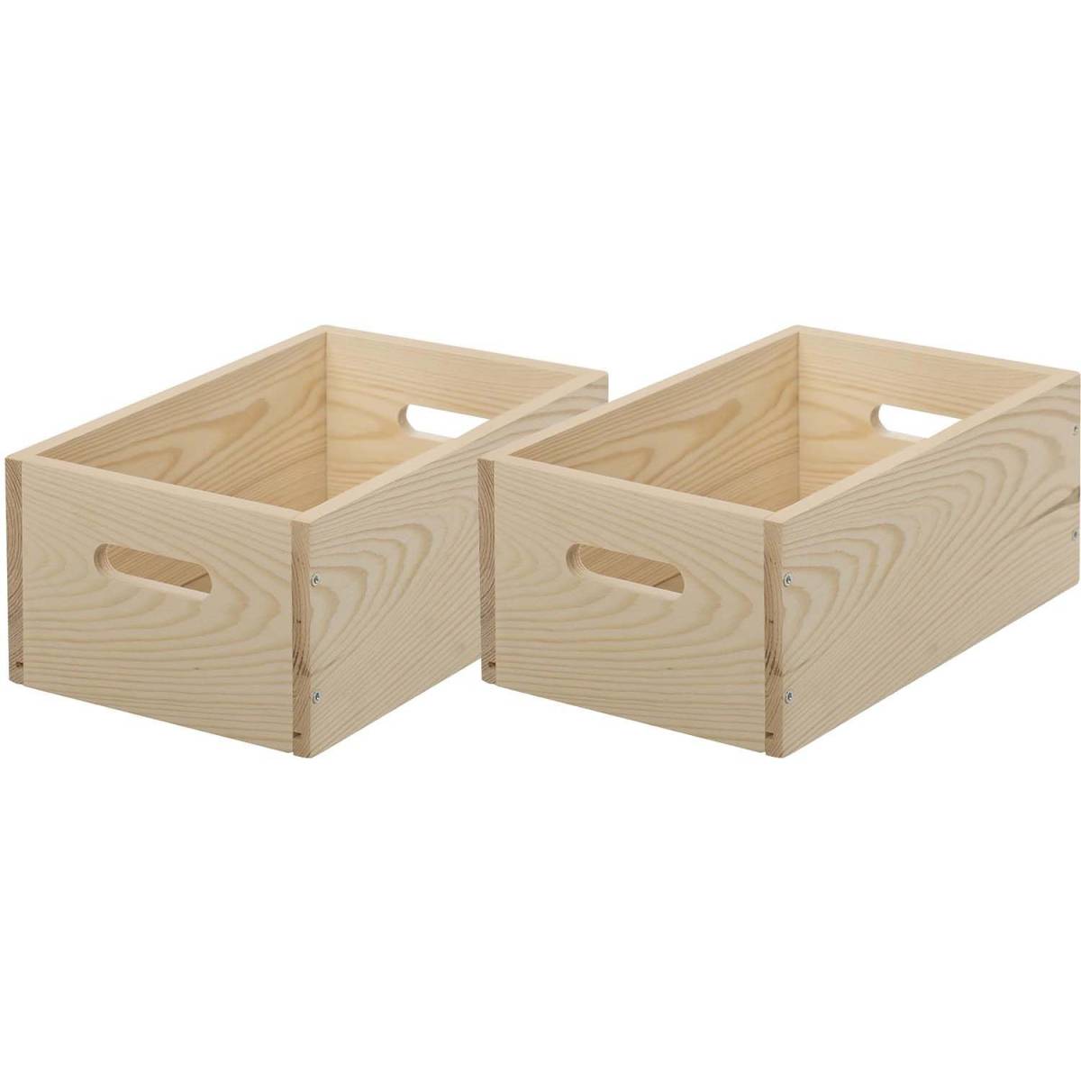 Jardindeco - Caisse en bois brut de rangement (Lot de 2) - Imagen 1