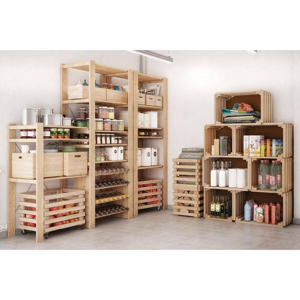 Jardindeco - Caisse en bois brut de rangement (Lot de 2) - Imagen 3