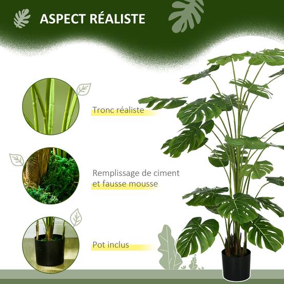 Plante artificielle arbre artificiel monstera deliciosa avec pot inclus hauteur 180 cm intérieure - Image 7