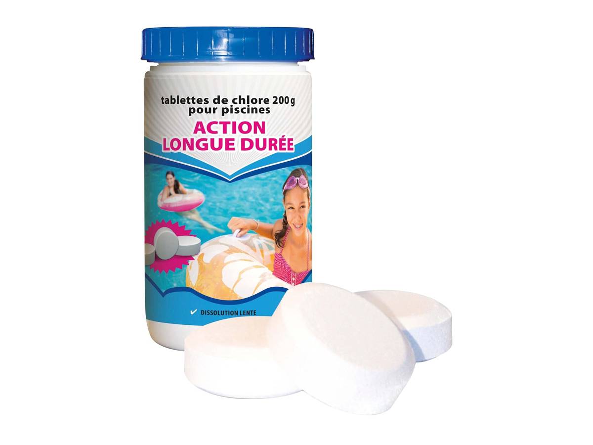 BSI - Chlore Lent - Action Longue Durée - Dissolution Lente - Désinfection - Pour Piscine 30m³ et Plus - Galets 200g - 1kg - Imagen 1